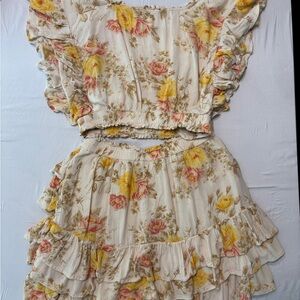 American Eagle Outfitters Cream Floral Skirt Set